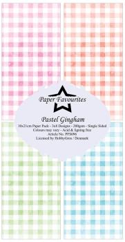 Paper Favourites - Designpapier "Pastel Gingham " Slim Paper Pack 3x8 Inch - 24 Bogen