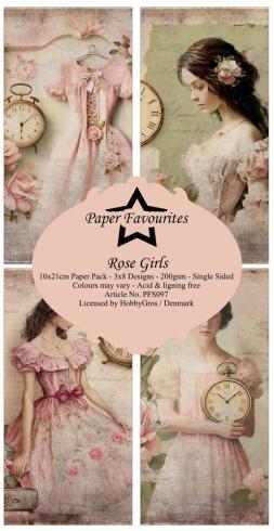 Paper Favourites - Designpapier "Rose Girls " Slim Paper Pack 3x8 Inch - 24 Bogen