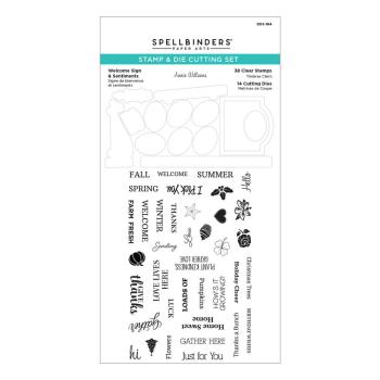 Spellbinders - Stempelset & Stanzschablone "Welcome Sign & Sentiments" Clear Stamps & Dies