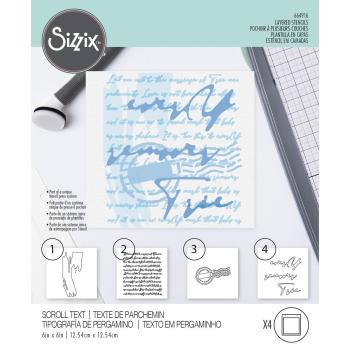 Sizzix - Schablone "Scroll Text" Layered Stencil Design by Olivia Rose