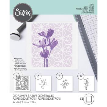 Sizzix - Schablone "Geo Flowers" Layered Stencil Design by Olivia Rose