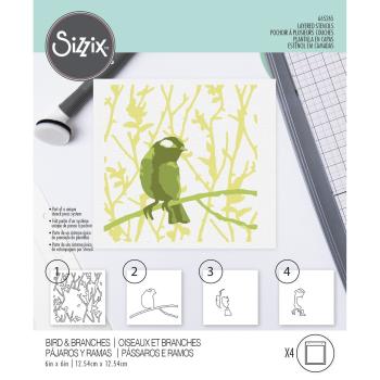 Sizzix - Schablone "Bird & Branches" Layered Stencil Design by Olivia Rose