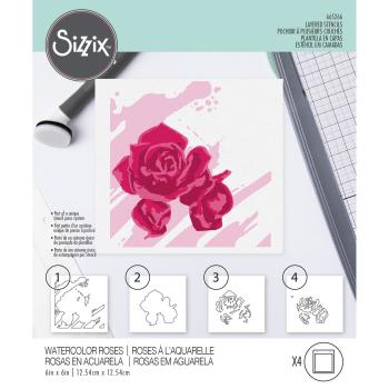 Sizzix - Schablone "Watercolor Roses" Layered Stencil Design by Olivia Rose