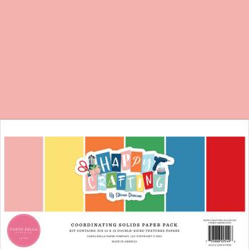 Carta Bella - Cardstock "Happy Crafting" Coordinating Solids Paper Pack 12x12 Inch - 6 Bogen