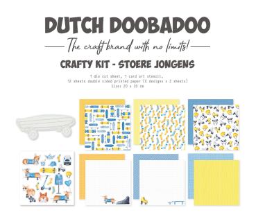 Dutch Doobadoo - Papier Kit "Stoere Jongens" Crafty Kit - 12 Bogen
