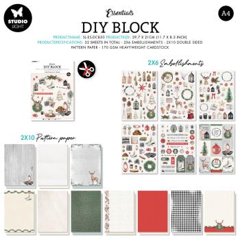 Studio Light - Designpapier - Stanzteile "Christmas At Home " DIY Block A4 - 20 Bogen