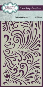 Creative Expressions - Schablone "Swirly Wallpaper" Stencil 4x8 Inch Design by Sam Poole