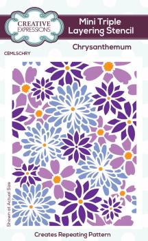 Creative Expressions - Schablone "Chrysanthemum" Mini Triple Lyering Stencil 4x3 Inch