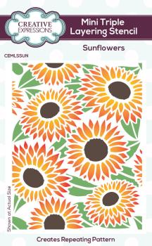 Creative Expressions - Schablone "Sunflowers" Mini Triple Lyering Stencil 4x3 Inch