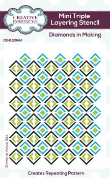 Creative Expressions - Schablone "Diamonds in Making" Mini Triple Lyering Stencil 4x3 Inch
