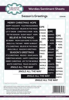 Creative Expressions - Embesllishment "Season's Greetings" Wordies Sentiment Sheets 6x8 Inch