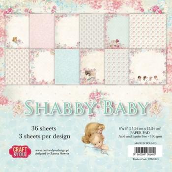 Craft & You Design - Designpapier "Shabby Baby" Paper Pad 6x6 Inch - 36 Bogen