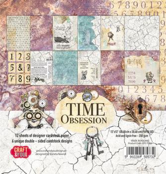 Craft & You Design - Designpapier "Time Obsession" Paper Pad 12x12 Inch - 12 Bogen