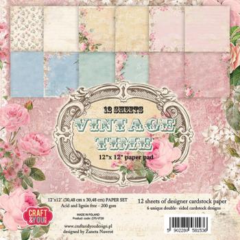 Craft & You Design - Designpapier "Vintage Time" Paper Pad 12x12 Inch - 12 Bogen