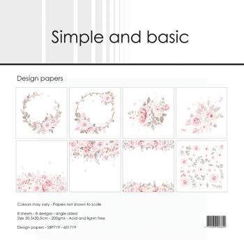 Simple and Basic - Designpapier "Silent Rose" Paper Pack 12x12 Inch - 8 Bogen 