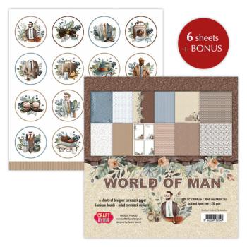 Craft & You Design - Designpapier "World of Man" Paper Pad 12x12 Inch - 6 Bogen