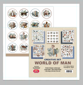 Craft & You Design - Designpapier "World of Man" Paper Pad 12x12 Inch - 8 Bogen