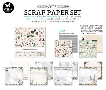 Studio Light - Designpapier "Christmas" Paper Pack 12x12 Inch ( 30,5x30,5 cm ) - 12 Bogen