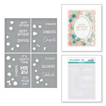 Spellbinders - Schablone "Balloon Garland & Sentiments" Stencil