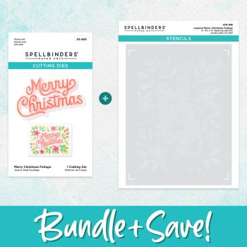 Spellbinders - Schablone & Stanzschablone "Layered Merry Christmas Foliage" Stencil & Dies