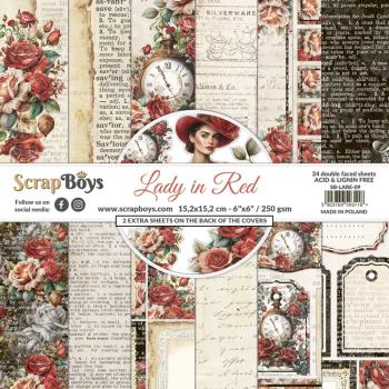 ScrapBoys - Designpapier "Lady in Red" Paper Pack 6x6 Inch - 24 Bogen