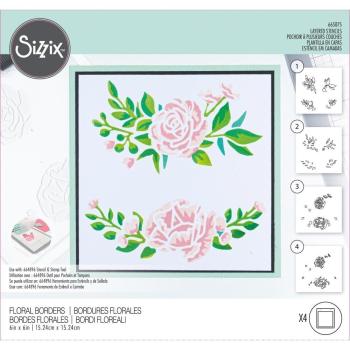Sizzix - Schablone "Floral Borders" Layered Stencil Design by Olivia Rose