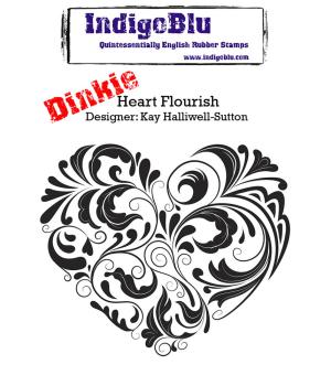 IndigoBlu - Gummistempel "Heart Flourish" A7 Rubber Stamp