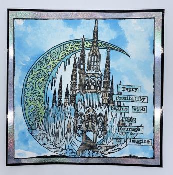 IndigoBlu - Gummistempel Set "Enchanted Castle" A5 Rubber Stamp