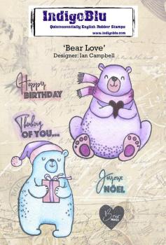 IndigoBlu - Gummistempel Set "Bear Love" A6 Rubber Stamp