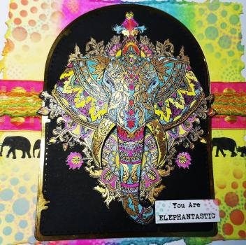 IndigoBlu - Gummistempel Set "Ornate Elephant" A5 Rubber Stamp