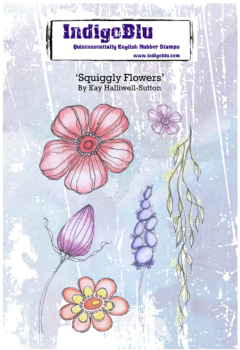 IndigoBlu - Gummistempel Set "Squiggly Flowers" A6 Rubber Stamp