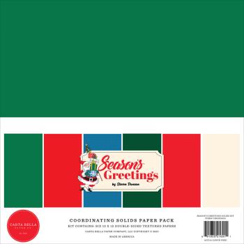 Carta Bella - Cardstock "Season's Greetings" Coordinating Solids Paper Pack 12x12 Inch - 6 Bogen