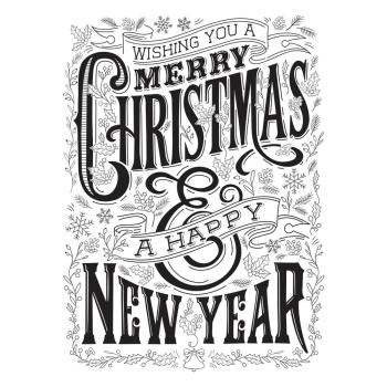 Spellbinders - Buchdrucktechnik "Merry Christmas & Happy New Year" Press Plate