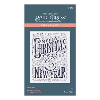 Spellbinders - Buchdrucktechnik "Merry Christmas & Happy New Year" Press Plate