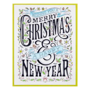 Spellbinders - Buchdrucktechnik "Merry Christmas & Happy New Year" Press Plate