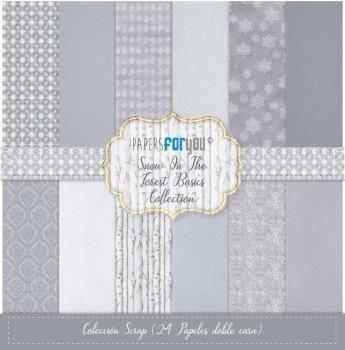 Papers For You - Designpapier "Snow On The Forest Basics" Scrap Paper Pack 8x8 Inch - 24 Bogen