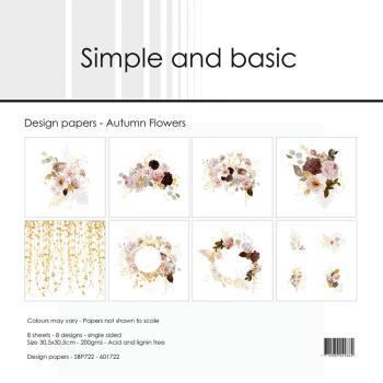 Simple and Basic - Designpapier "Autumn Flowers" Paper Pack 12x12 Inch - 8 Bogen 
