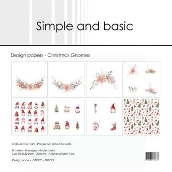 Simple and Basic - Designpapier "Christmas Gnomes" Paper Pack 12x12 Inch - 8 Bogen 