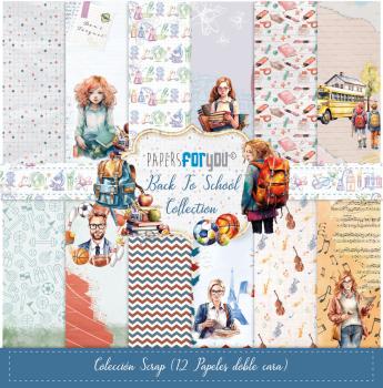 Papers For You - Designpapier "Back to School" Scrap Paper Pack 30,5 x 32 cm - 12 Bogen