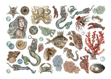 Stamperia - Stanzteile "Mermaids" Die Cuts Ephemera