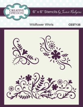Creative Expressions - Schablone "Wildflower Whirls" Stencil 6x6 Inch Design by Jamie Rodgers