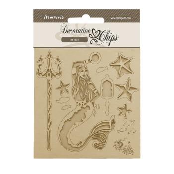 Stamperia - Holzteile 14x14 cm "Mermaid" Decorative Chips