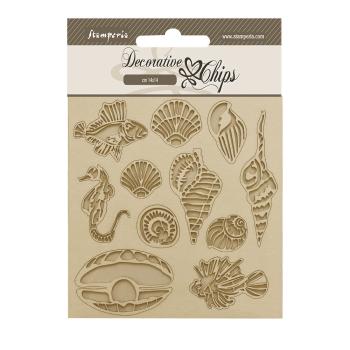 Stamperia - Holzteile 14x14 cm "Shells and Fish" Decorative Chips