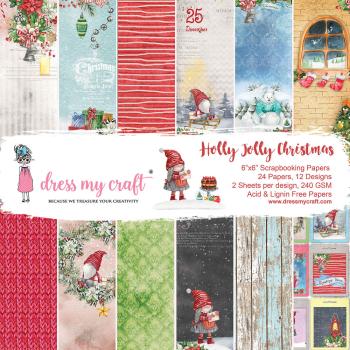 Dress My Craft - Designpapier "Holly Jolly Christmas" Paper Pack 6x6 Inch - 24 Bogen