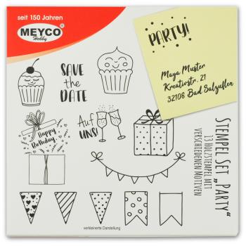 Meyco Holzstempel Set "PARTY" - 13 Stempel