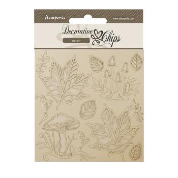 Stamperia - Holzteile 14x14 cm "Mushrooms and Leaves" Decorative Chips