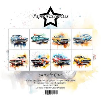 Paper Favourites - Designpapier "Muscle Cars" Paper Pack 12x12 Inch 8 Bogen