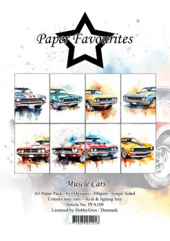 Paper Favourites - Designpapier "Muscle Cars" Paper Pack A5 - 24 Bogen