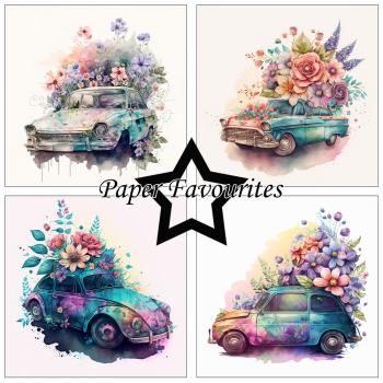 Paper Favourites - Designpapier "Floral Cars" Paper Pack 12x12 Inch 8 Bogen