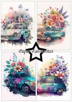 Paper Favourites - Designpapier "Floral Cars" Paper Pack A5 - 24 Bogen